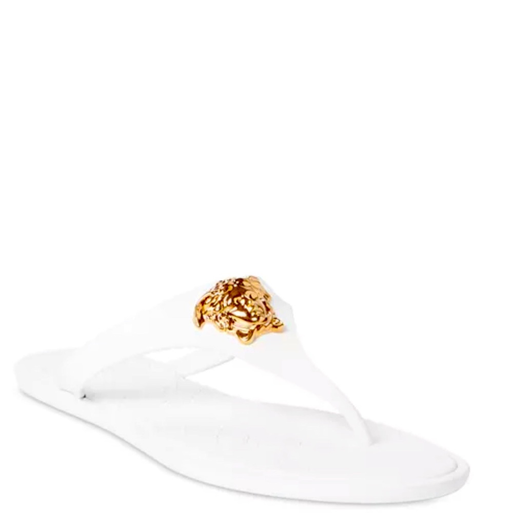 Brand New White Versace Medusa Slides.